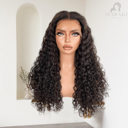 Nicole |  Pre-Plucked Curly Hair Wig Water Wave HD Lace Bleached-Knots