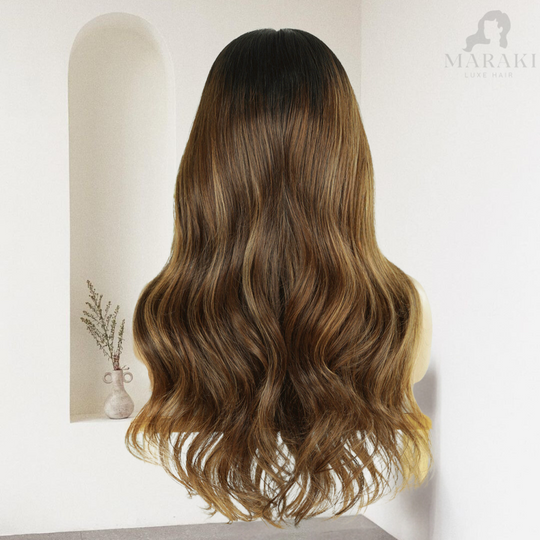 Becky | Loose Wave Wig Light Brown Highlights 180% Density Wig