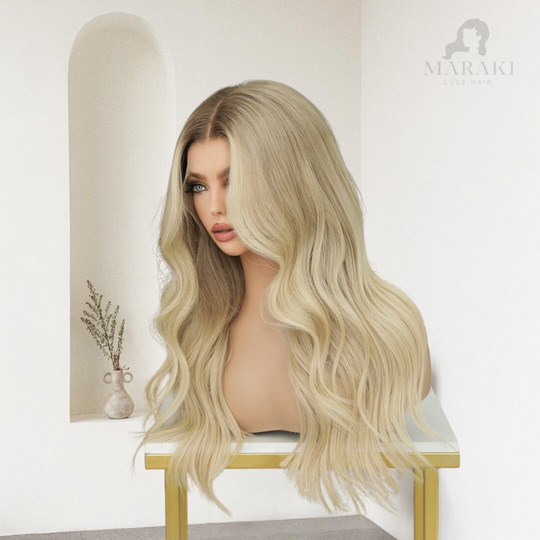 Amy | Hair Style Middle Part  Buttermilk Blonde Color HD Lace Front Wigs