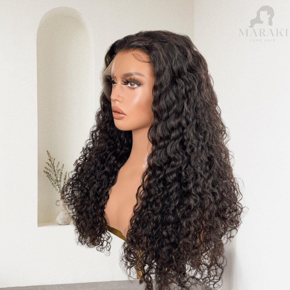 Nicole |  Pre-Plucked Curly Hair Wig Water Wave HD Lace Bleached-Knots