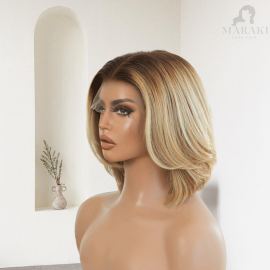 Victoria | Short Bob Wigs Blonde With Dark Roots Wig