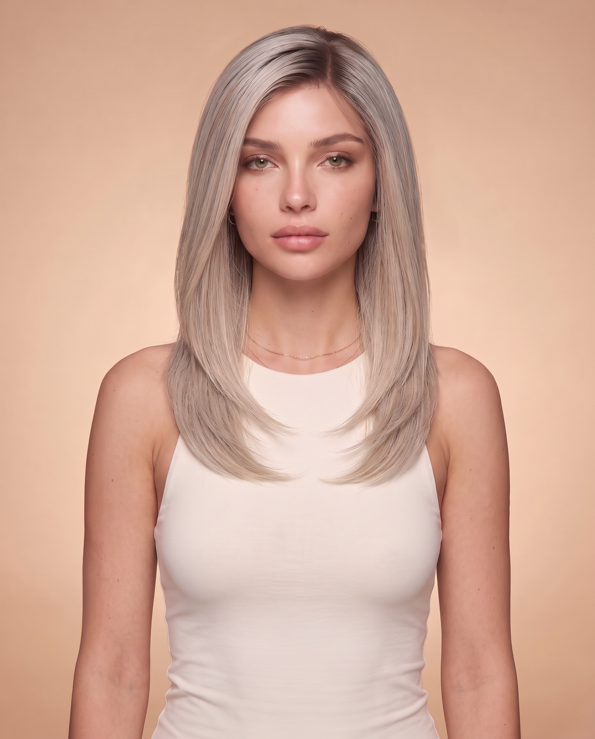 Noor wig, 16 inch length, front view