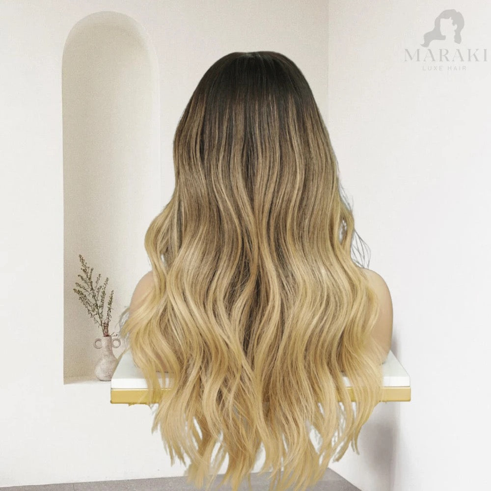 Dalia golden ombre body wave wig, back