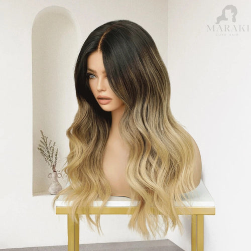Dalia golden ombre body wave wig, front