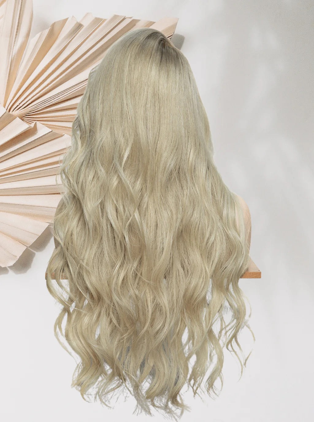 Serena platinum blonde body wave wig, back