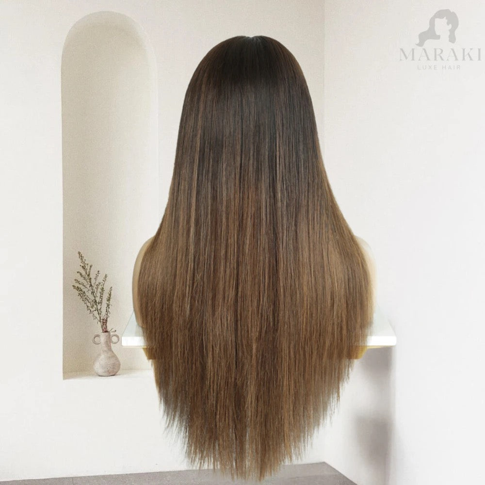 Soraya mocha balayage straight wig, back