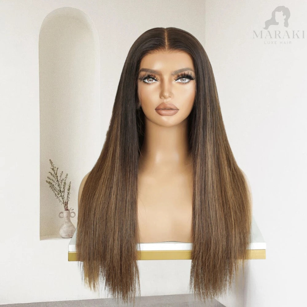 Soraya mocha balayage straight wig, front